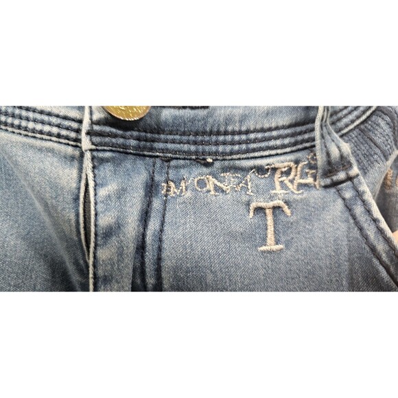 Meifanzi Designer Y2K Light Wash Skinny Japanese Jeans Blue Sequins Size 29 - Picture 3 of 16